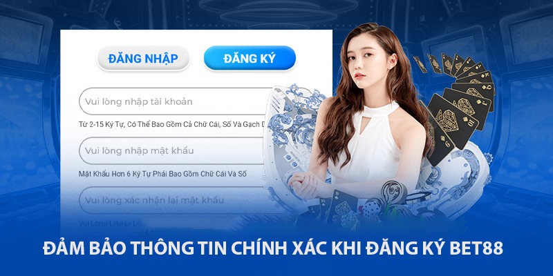 Thông tin cá nhân khi đăng ký tài khoản trên hệ thống BET88
